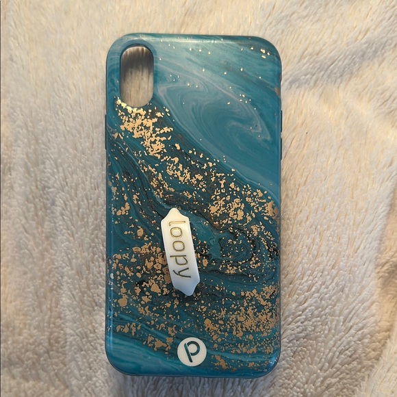 Loopy Case Teal and Gold Swirl Phone Case iPhone X and others - Picture 1 of 2